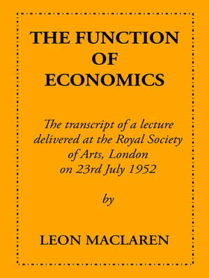 cover image of The Function of Economics
